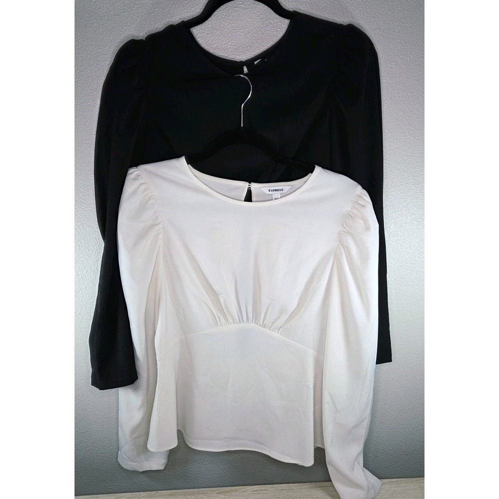 Express Puff Sleeve Blouse Bundle Black & Ivory Size S Workwear Minimalist